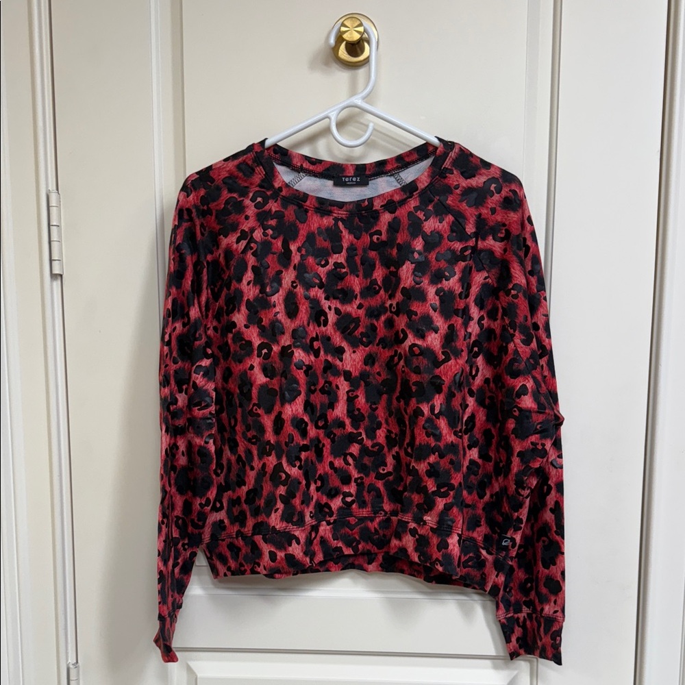 Terez Fiery Red and Black Patterned Top